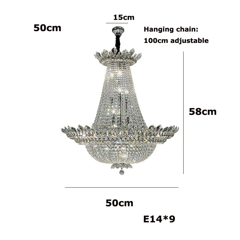 DecorBites™ K9 Crystal Chrome LED Chandelier for Trendy Living Room Lighting