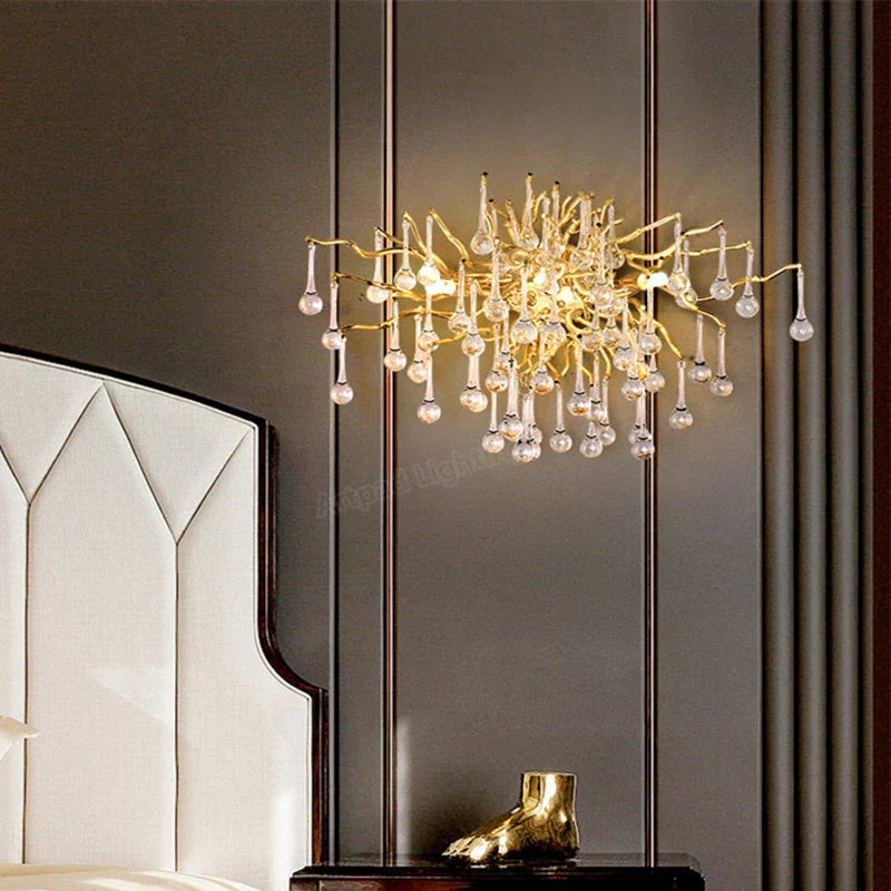 DecorBites™ Gold Crystal LED Ceiling Chandelier for Elegant Spaces