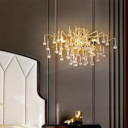 DecorBites™ Gold Crystal LED Ceiling Chandelier for Elegant Spaces
