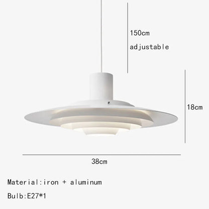 Art Deco White and Silver Aluminum Pendant Light