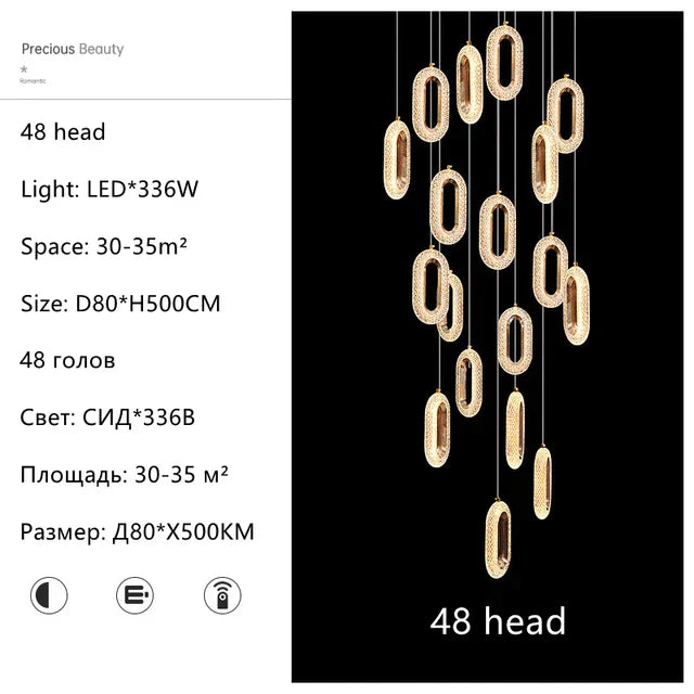 DecorBites™ Gold Lustre Oval Acrylic Chandelier for Dining and Living Spaces