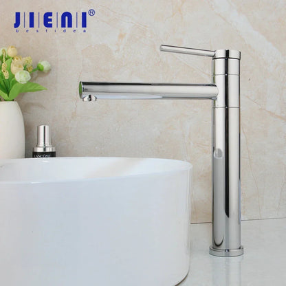 DecorBites™ Gold Plated & Chrome Basin Faucet with Long Spout, Single Handle Mixer