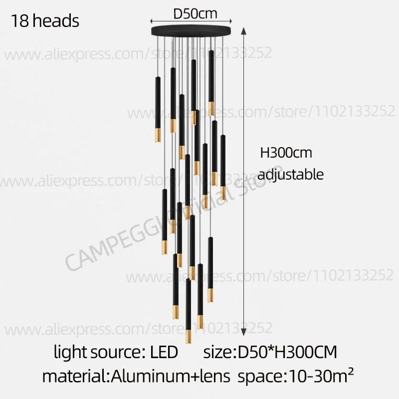 DecorBites™ Black Gold Pendant Lamp: Modern Nordic Designer LED Indoor Lighting