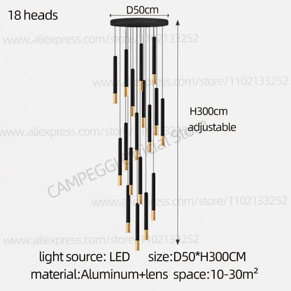 DecorBites™ Black Gold Pendant Lamp: Modern Nordic Designer LED Indoor Lighting