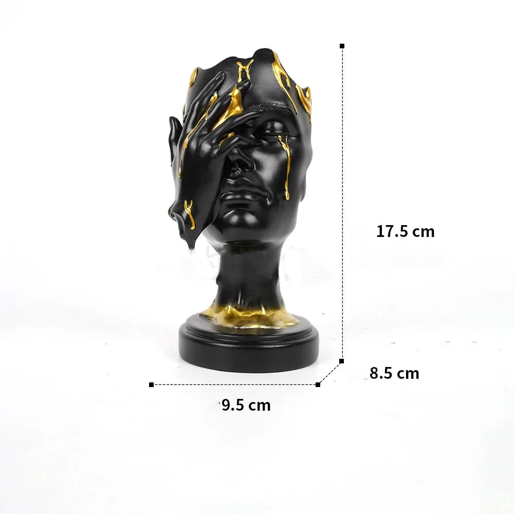 DecorBites™ Abstract Face Mask Silence Gold Resin Statue Home Decor Figurine