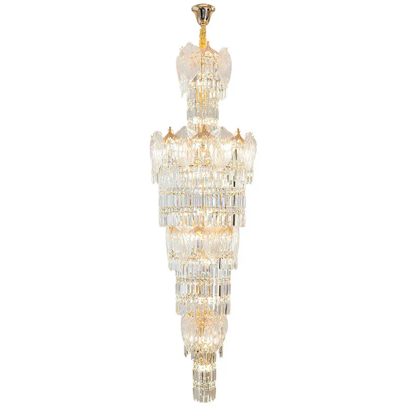 DecorBites™ Crystal European Long Chandelier for Elegant Living Room Décor