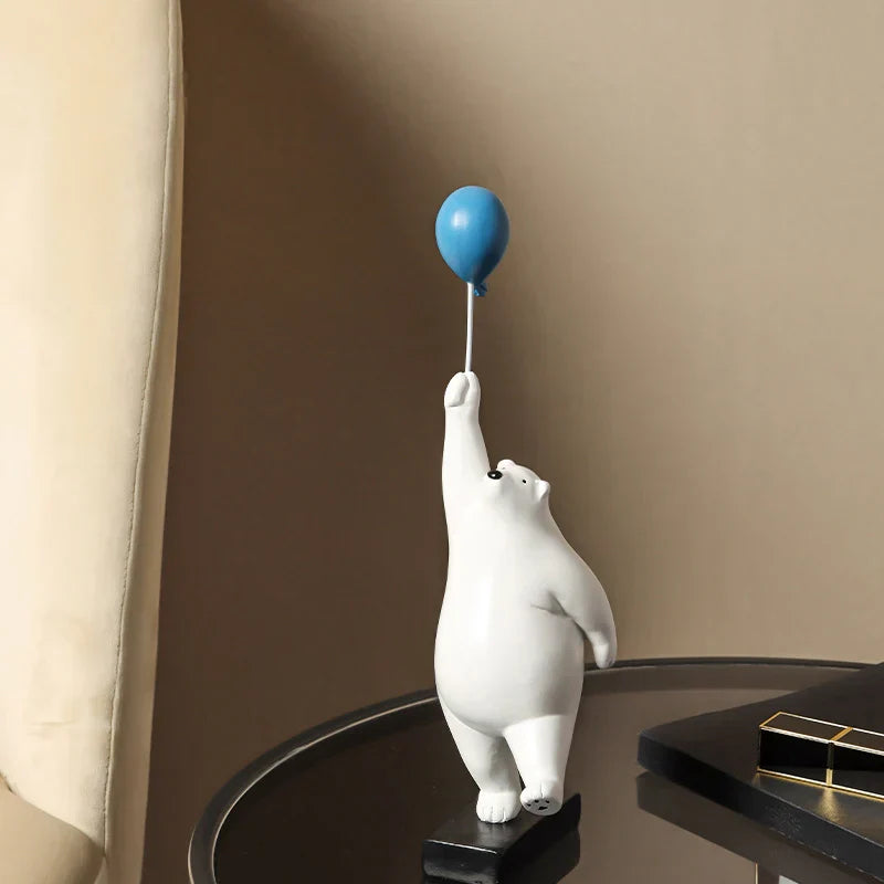 DecorBites™ Flying Bear Balloon Figurines: Modern Home Wall Decoration & Gift