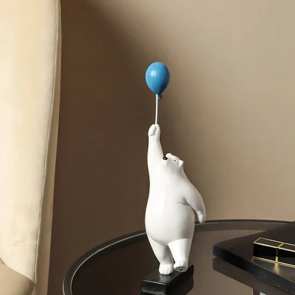 DecorBites™ Flying Bear Balloon Figurines: Modern Home Wall Decoration & Gift
