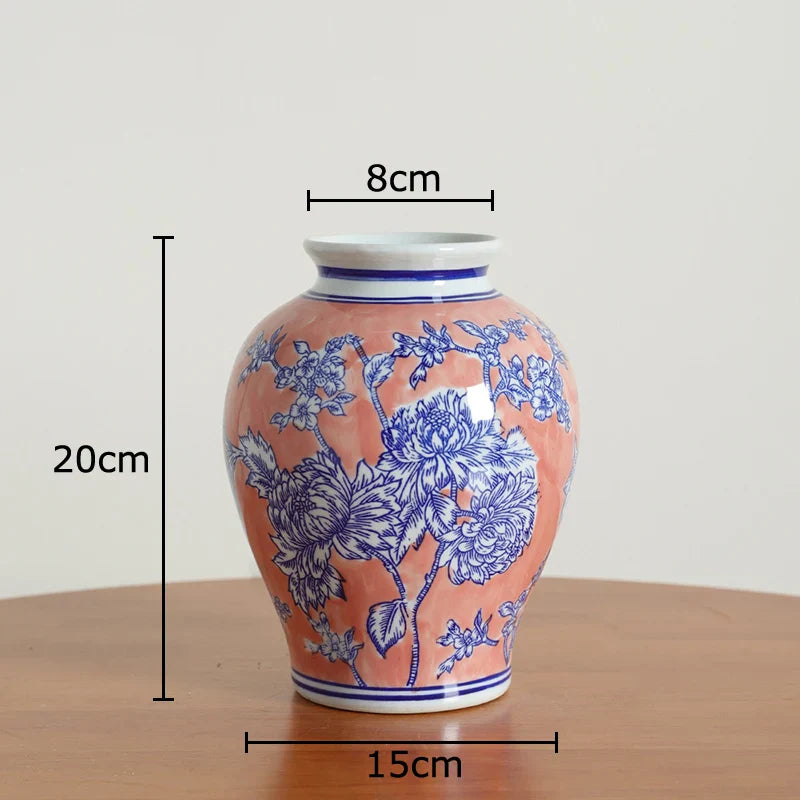DecorBites™ Blue & White Porcelain Vase Pot for Stylish Room Aesthetic Decor & Flowers