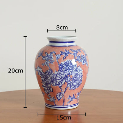 DecorBites™ Blue & White Porcelain Vase Pot for Stylish Room Aesthetic Decor & Flowers