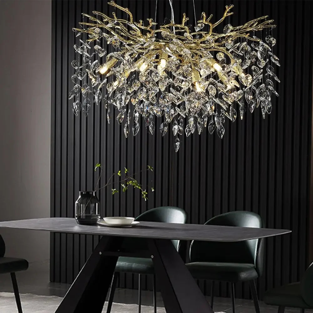 DecorBites™ Crystal Suspension Pendant Light: Elegant Chandelier for Dining Room, Living Room, Kitchen