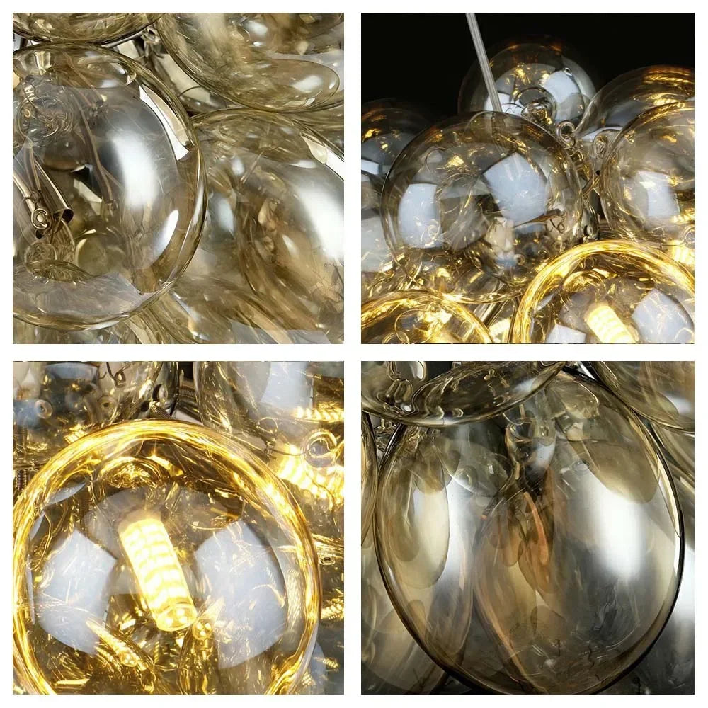 DecorBites™ Glass Chandelier Leds Ceiling Lamp for Designer Bedroom Lighting Fixture