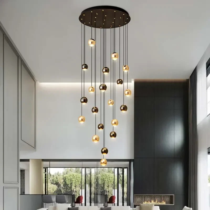 Decorbites™ Lámpara de Araña de Cristal Bolas Doradas | Accesorio de Iluminación Decorativa de Arte Moderno
