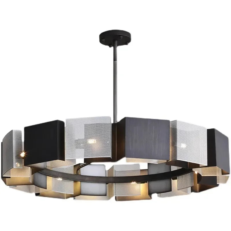 DecorBites™ Black Metal Loft LED Chandelier: Modern Indoor Pendant Lamp Fixture Home Lighting