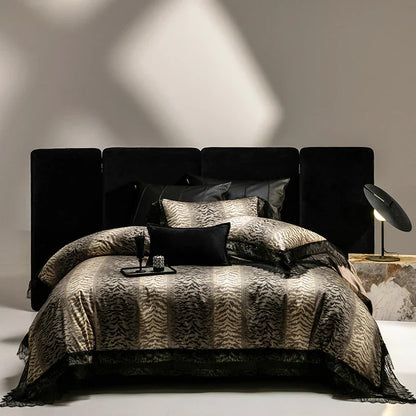 Decobites Vintage Leopard 1000TC Egyptian Cotton Luxury Bedding Set