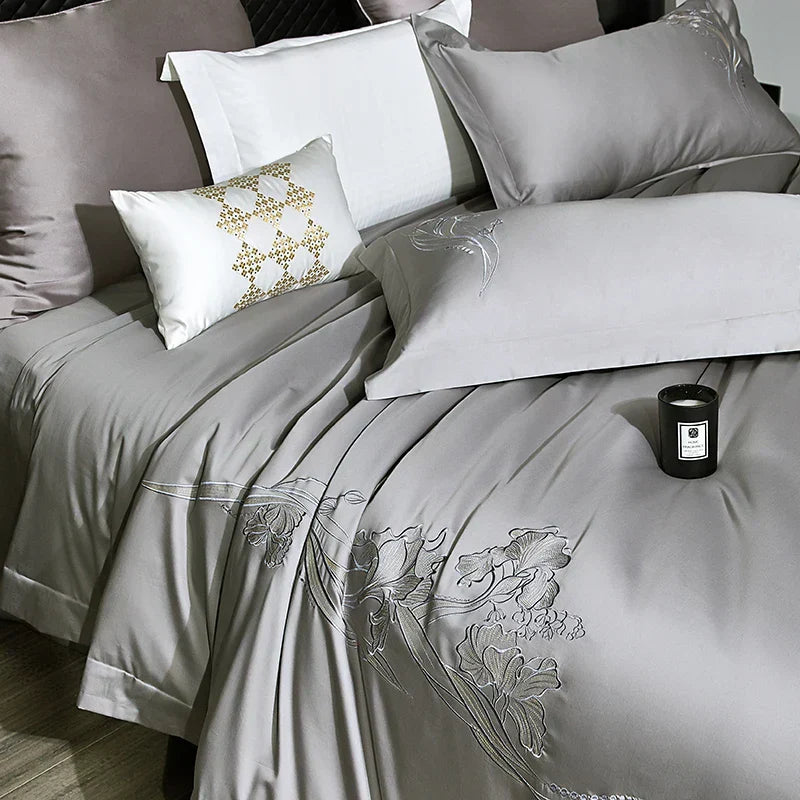 Decobites Luxury Embroidery 1000TC Egyptian Cotton Bedding Set - Full Queen King Size