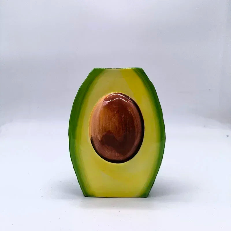 DecorBites™ Avocado Ceramic Vase: Unique Flower Arrangement Pot Home Decor Craft Pots