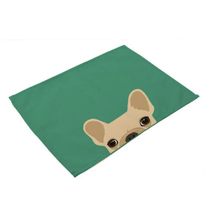 DecorBites™ Dog Cat Pattern Cotton Linen Dining Table Mats 32*42cm