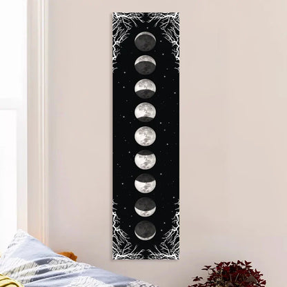 Decobites Moon Phase Tapestry: Black & White Sky Wall Hanging & Bohemian Home Decor