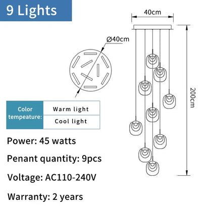 DecorBites™ Gold Crystal Staircase Chandelier: Luxury Indoor Lighting for Dining Room & Hallway