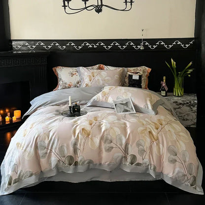 DecorBites™ Egyptian Cotton Bedding Set: Queen King Full Size Sheet Pillowcase Comforter Cover