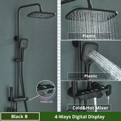 DecorBites™ Digital Rainfall Shower System Mixer Set 4-way Bathroom Faucets Kit