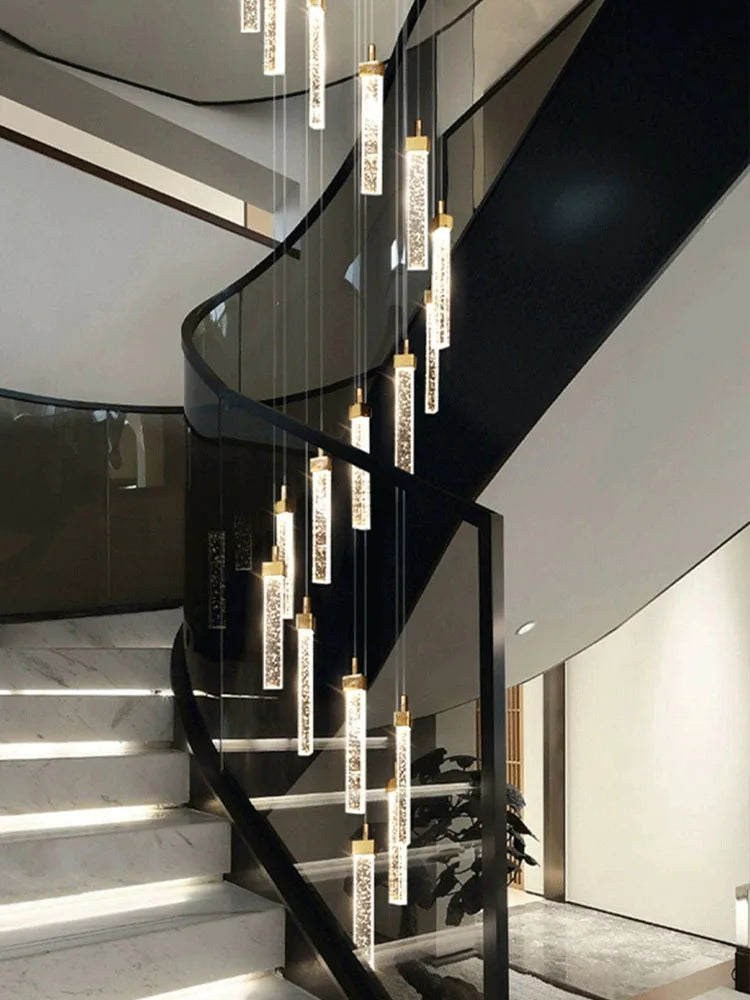 DecorBites™ Crystal Ceiling Chandelier: Modern Nordic Design, Long Staircase Pendant Lamp
