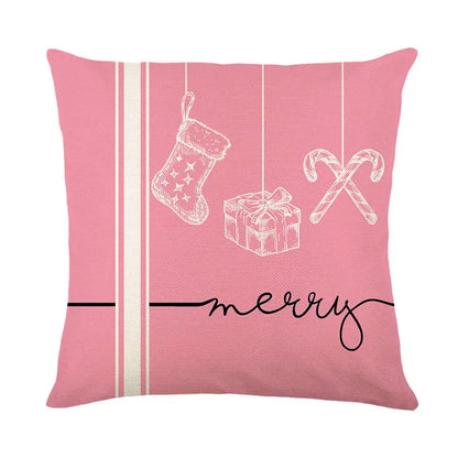 DecorBites™ Christmas Santa Claus Linen Pillowcase - Sofa Cushion Cover, Decorative Living Room Pillow Cover