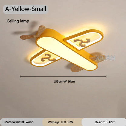 ديكوربايتس™ مصابيح معلقة على شكل طائرة للأطفال مصنوعة من الخشب والمعدن ومصابيح LED لغرف الأطفال والمدارس