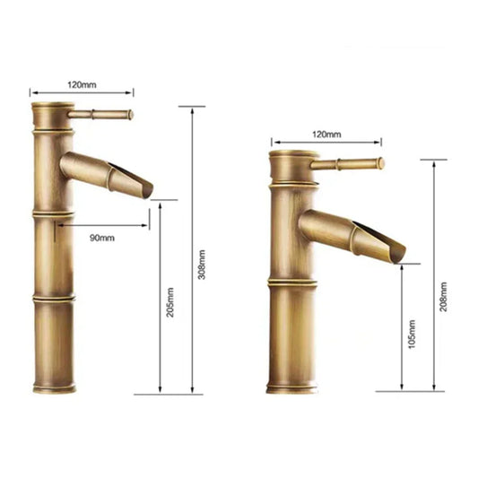 Antique Brass Bathroom Faucet Hot Cold Water Sink Mixer Tap  Bamboo Shape Single Handle Basin Faucet Torneiras Do Banheiro