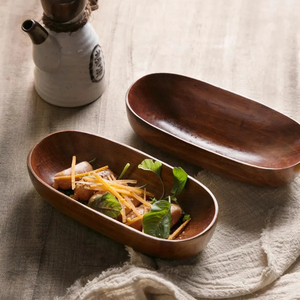 DecorBites™ Japanese Style Solid Wood Dried Fruit Dish - Exquisite Tableware