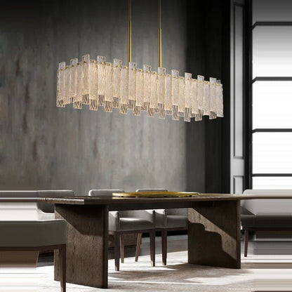 Lámpara de araña DecorBites™ Art Déco de cristal dorado cobrizo con iluminación LED