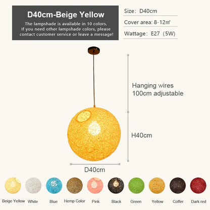 DecorBites™ Hemp Rattan Sphere Pendant Lights for Home Decor & Lighting