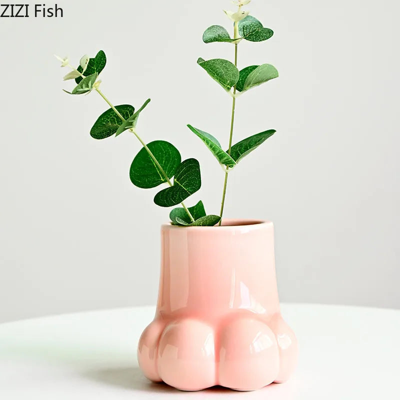 DecorBites™ Cute Cartoon Cat Claw Ceramic Vase Home Decoration