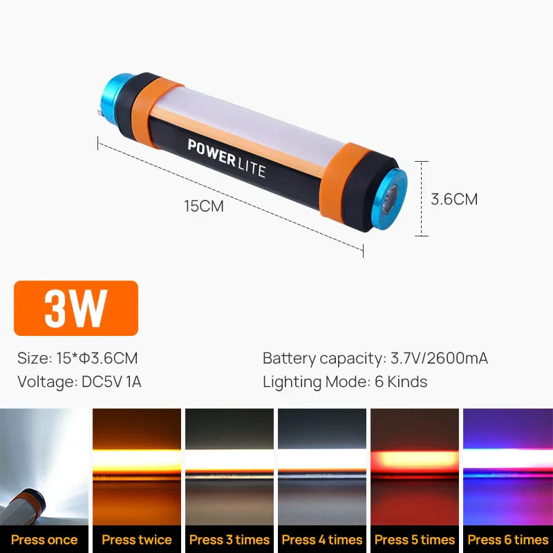 Linterna de camping LED DecorBites™: portátil, impermeable, recargable y magnética