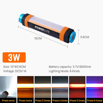 Linterna de camping LED DecorBites™: portátil, impermeable, recargable y magnética