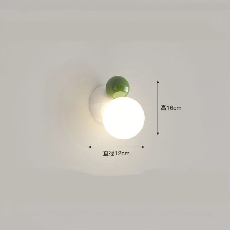 DecorBites™ LED Wall Light Red Green White Metal Kids Room Lamp White Acrylic Ball