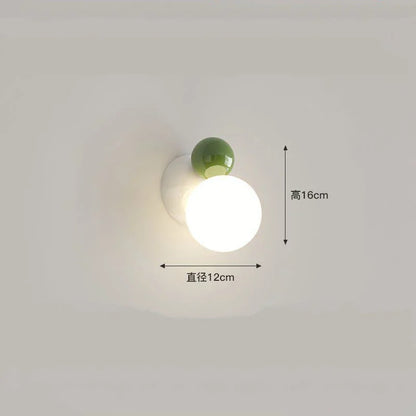 DecorBites™ LED Wall Light Red Green White Metal Kids Room Lamp White Acrylic Ball