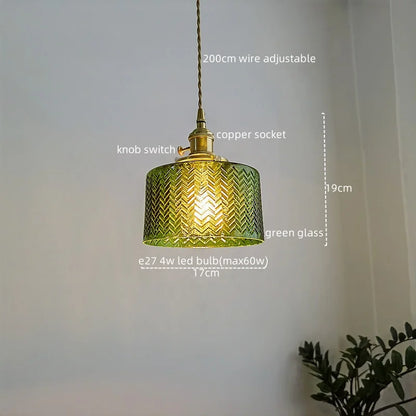 DecorBites™ Green Glass Pendant Light Chandelier - Nordic LED Hanging Lamp for Home Decor