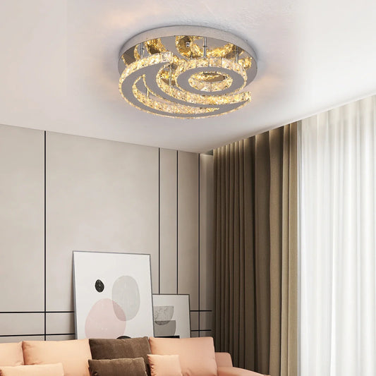 DecorBites™ Crystal Chandelier for Home Hotel Decor, Modern LED Ceiling Light Fixture