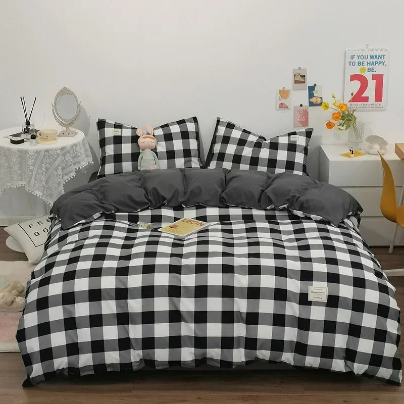 Decorbites™ Japanisches Gittermuster-Bettwäsche-Set für alle Jahreszeiten, Queen/King-Größe Steppdecke