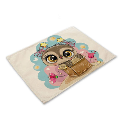 DecorBites™ Cute Owl Animal Placemat Music Bird Kitchen Dining Table Mats Coaster Bowl Cup Mat