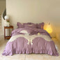 Decobites Lace Embroidery Princess Bedding Set - Duvet Cover, Sheet, Pillowcases - Blue Pink Purple