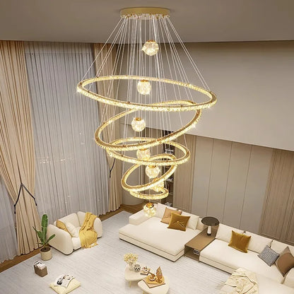 DecorBites™ Crystal Chandelier Stair Pendant Lamp Living Room Pendant Lights Interior Lighting