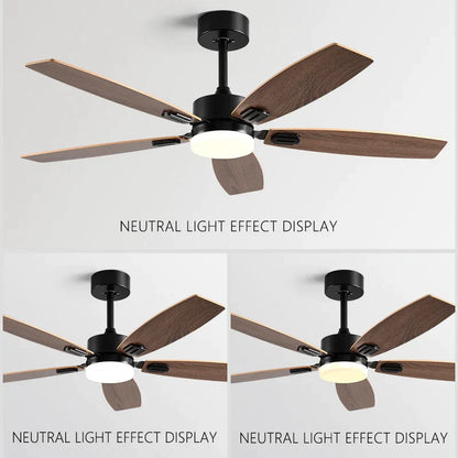 DecorBites™ 52" Wood Blade Ceiling Fan with 18W LED Light and Remote Control