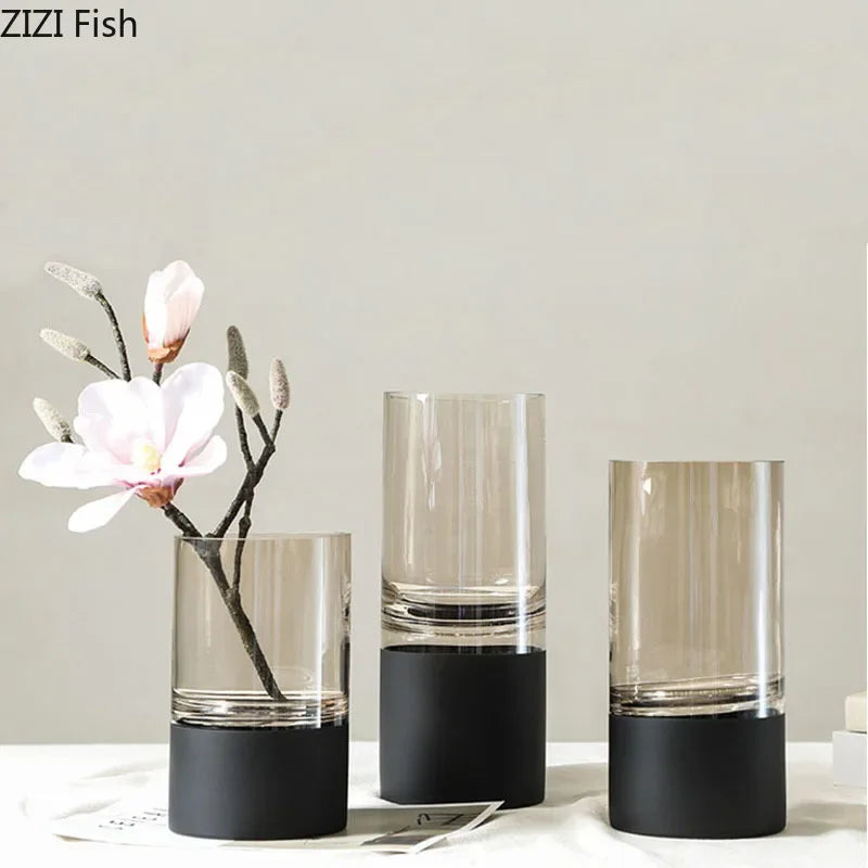 DecorBites™ Gold Glass Vase Clear Desk Decor Hydroponic Floral Arrangement Bud Flower Pot