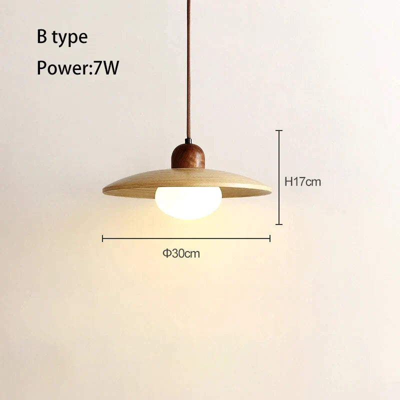 Lámpara colgante de madera estilo japonés color crema DecorBites™ para dormitorio y comedor