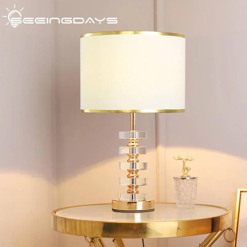 DecorBites™ Crystal Table Lamp: Elegant Modern American Style for Living Room Bedroom