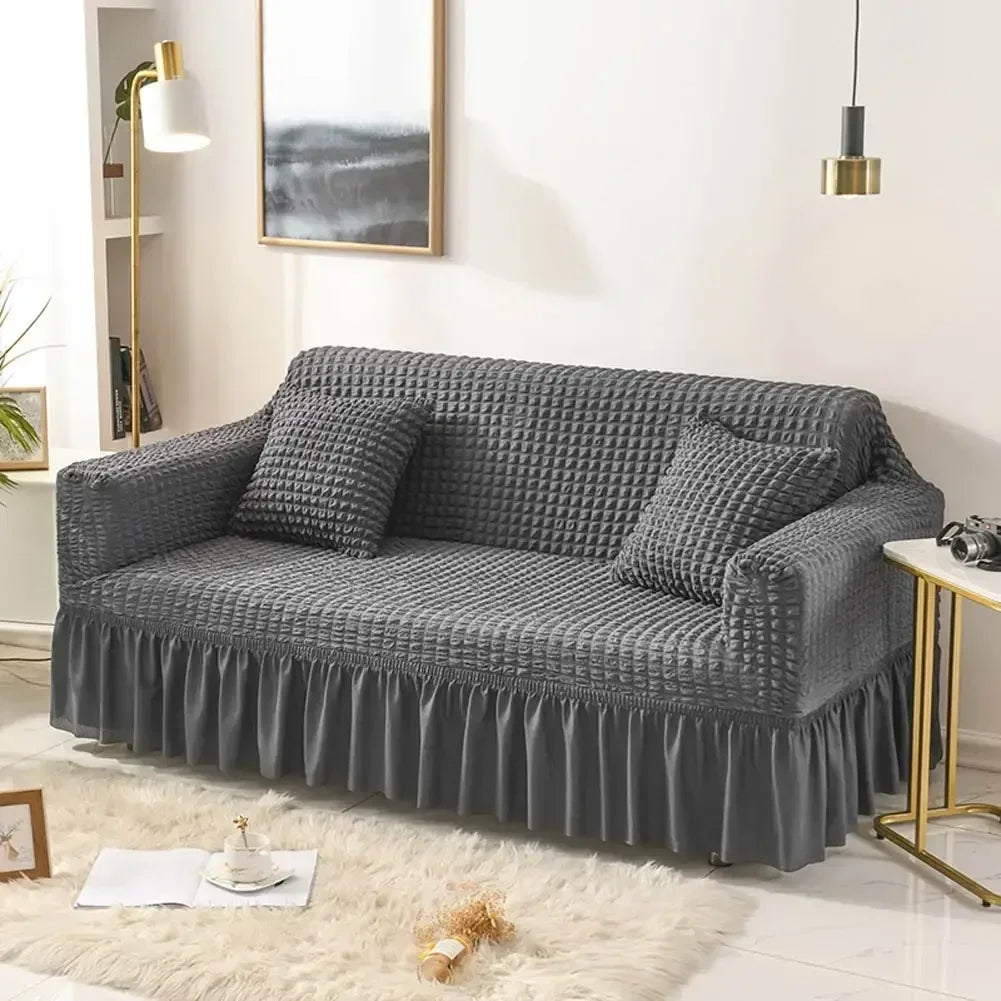 Decobites Plush Sofa Cover: 3D Thick Stretch Slipcover for Cozy Couch Protection