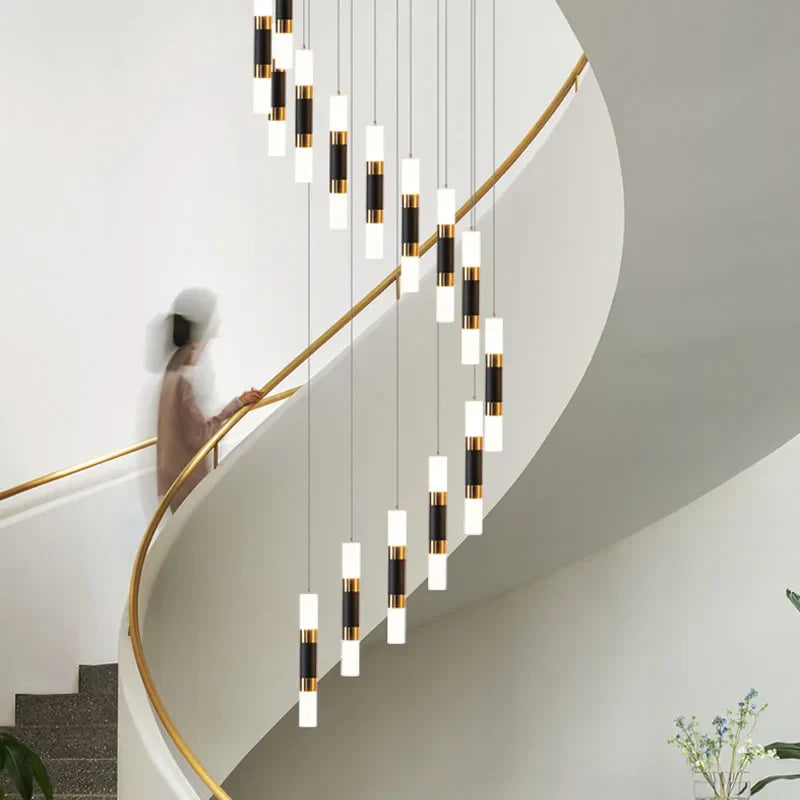 DecorBites™ Crystal LED Chandelier: Luxury Stair Lighting Fixture for Staircase, Minimalist Indoor Hangings
